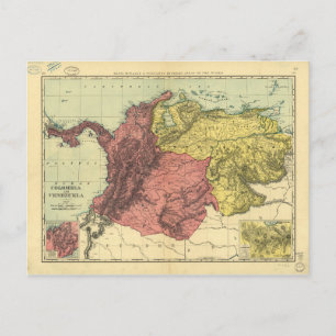 Cartão Postal Mapa da Colômbia e da Venezuela (1898)