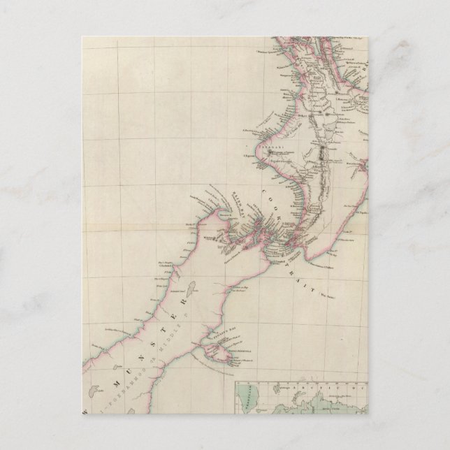 Cartão Postal Mapa da Colônia da Nova Zelândia (Frente)