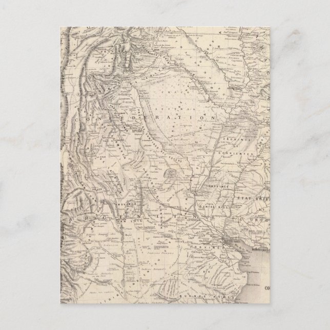 Cartão Postal Mapa da Confederação Argentina (Frente)