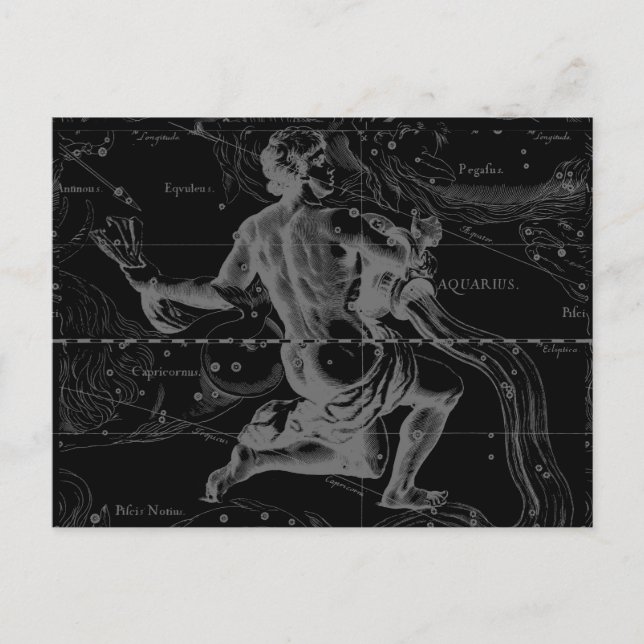 Cartão Postal Mapa da Constelação de Símbolo Aquário por Heveliu (Frente)