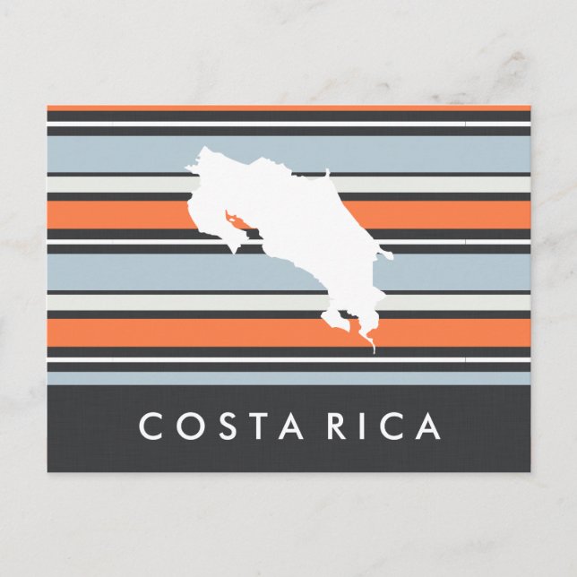 Cartão Postal Mapa da Costa Rica: listras modernas (Frente)