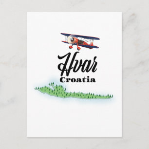 Cartão Postal Mapa da Croácia Hvar