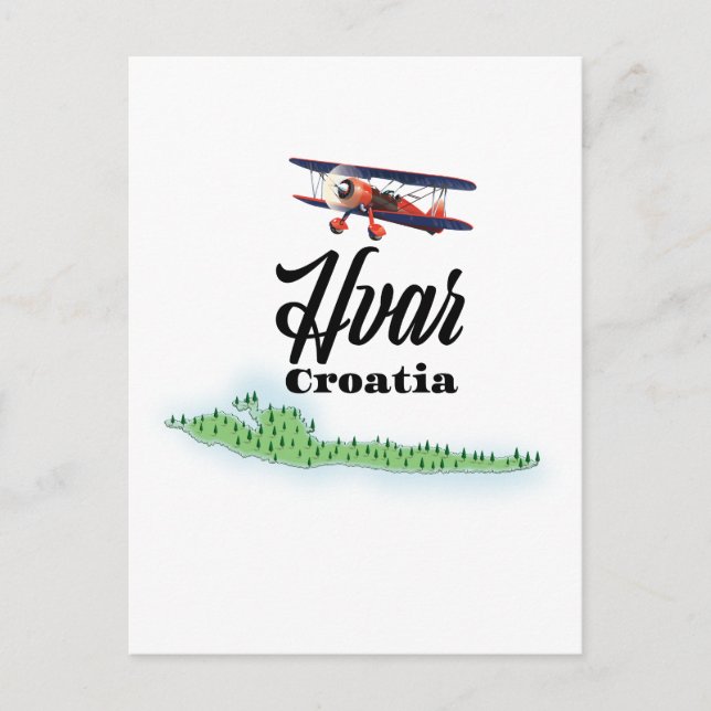 Cartão Postal Mapa da Croácia Hvar (Frente)