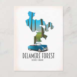 Cartão Postal Mapa da Delamere Forest Cheshire England
