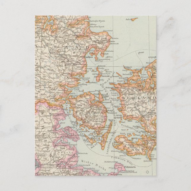 Cartão Postal Mapa da Dinamarca (Frente)