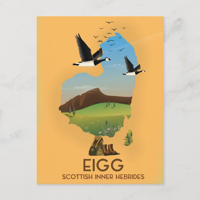 Cartão Postal Mapa da Eigg nas Hébridas Interiores Escocesas (Frente)