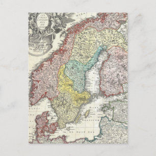 Cartão Postal Mapa da Escandinávia (1730)