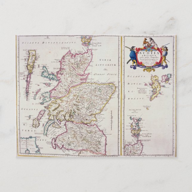 Cartão Postal Mapa da Escócia, c.1700 (Frente)