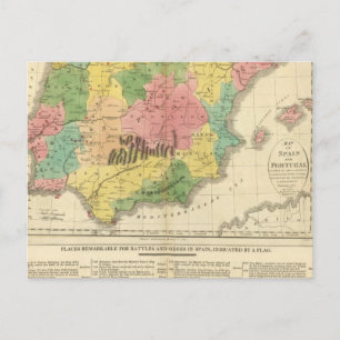 Cartão Postal Mapa da espanha e da Cronologia em Portugal