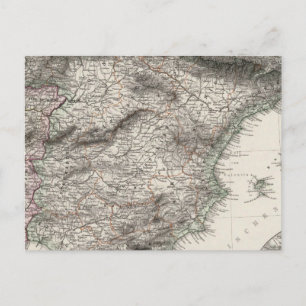 Cartão Postal Mapa da espanha e de Portugal por Stieler