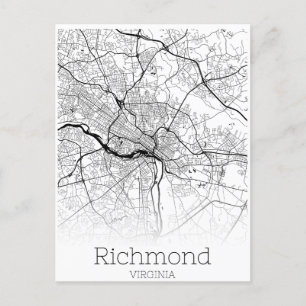 Cartão Postal Mapa da estrada da cidade de Richmond Virginia