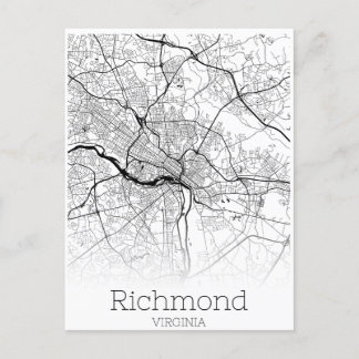 Cartão Postal Mapa da estrada da cidade de Richmond Virginia