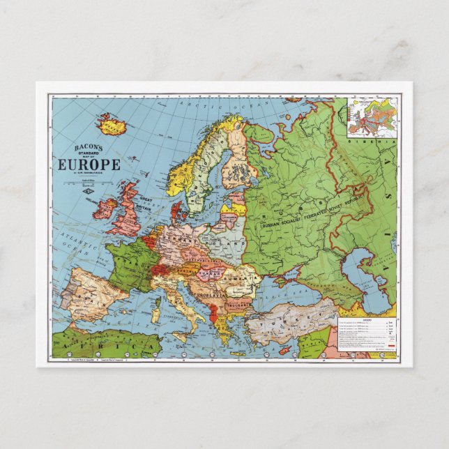 Cartão Postal Mapa da Europa (Frente)