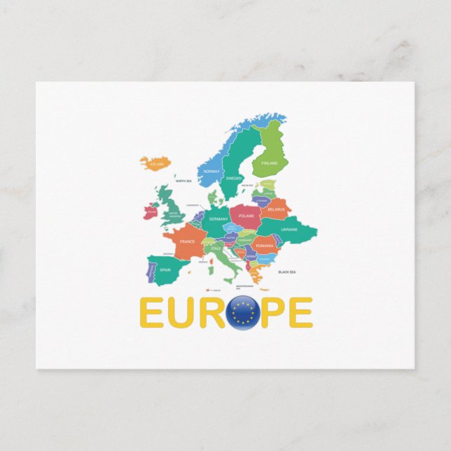 Cartão Postal Mapa da Europa (Frente)