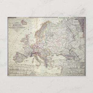 Cartão Postal Mapa da Europa, 1841