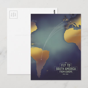 Cartão Postal Mapa da Europa para a América do Sul