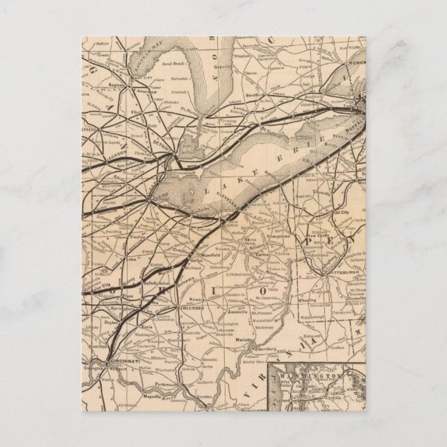 Cartão Postal Mapa da ferrovia Central e do Rio Hudson de Nova I (Frente)