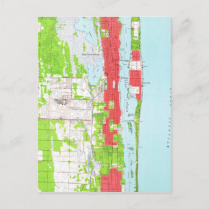 Cartão Postal Mapa da FL de Palm West Palm Beach & Palm Beach (1