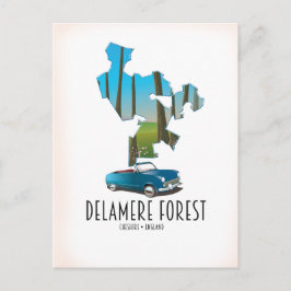 Cartão Postal Mapa da Floresta Delamere Cheshire Inglaterra