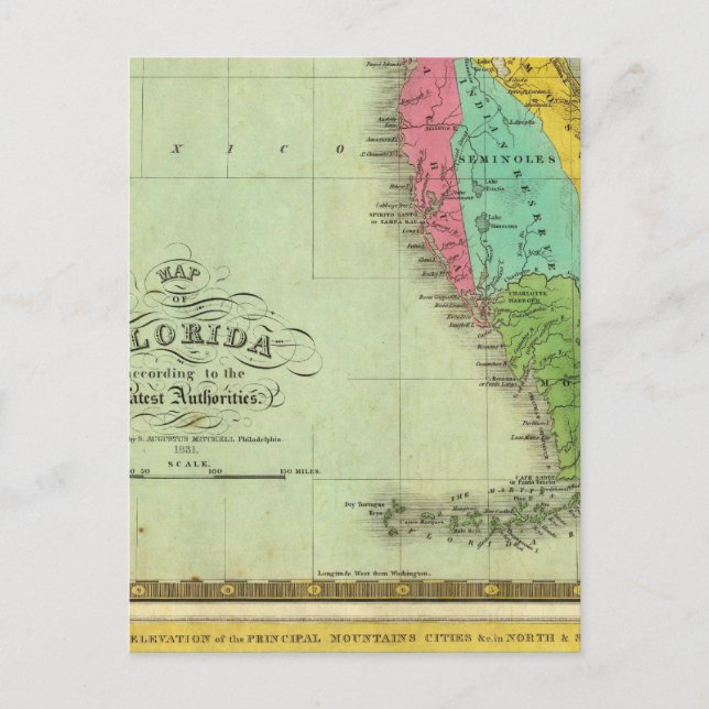 Cartão Postal Mapa da Flórida (Frente)