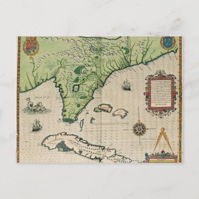 Cartão Postal Mapa da Flórida, de 'Brevis Narratio' (Frente)