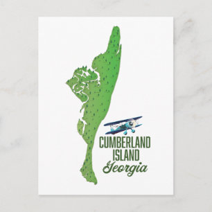 Cartão Postal Mapa da Geórgia na ilha de Cumberland