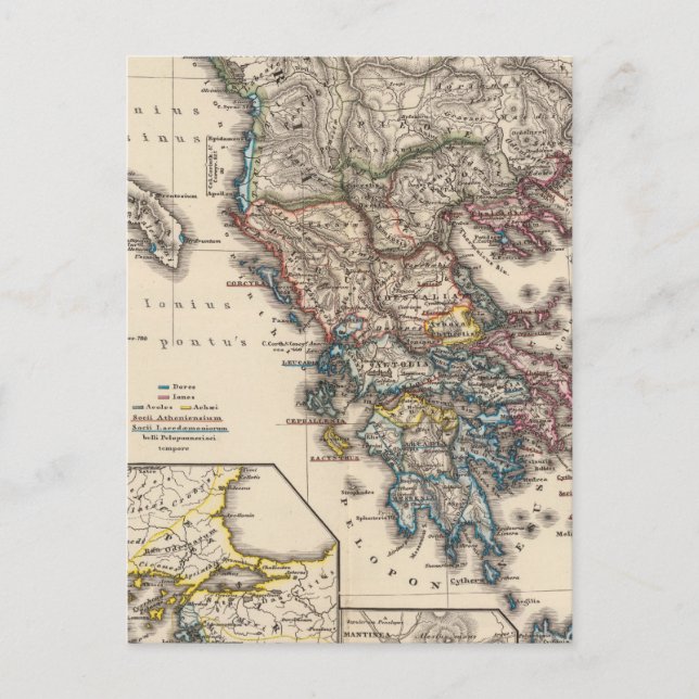 Cartão Postal Mapa da Graça, Macedônia, Trácia (Frente)