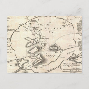Cartão Postal Mapa da Grécia de Atenas (1784)
