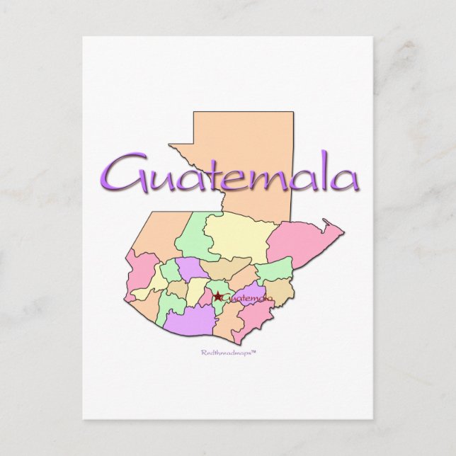 Cartão Postal Mapa da Guatemala (Frente)