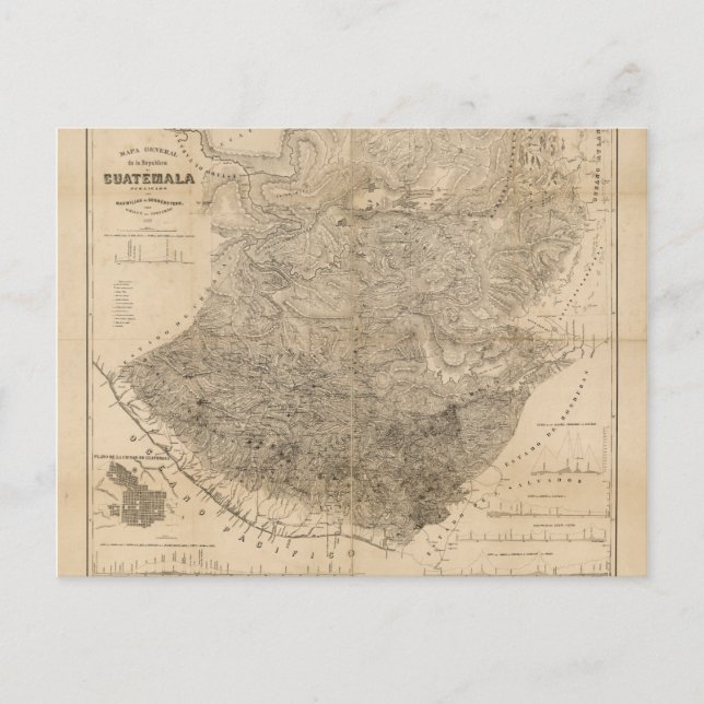 Cartão Postal Mapa da Guatemala (1859) (Frente)