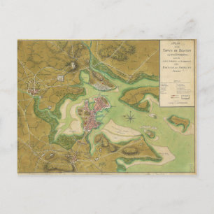 Cartão Postal Mapa da Guerra Revolucionária do Porto de Boston 1