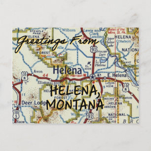 Cartão Postal Mapa da Helena MT Vintage