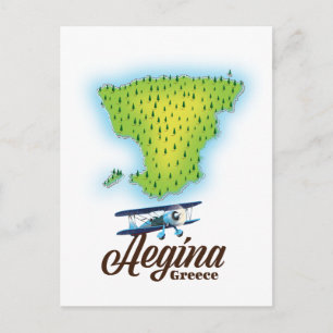 Cartão Postal mapa da ilha da Grécia Aegina
