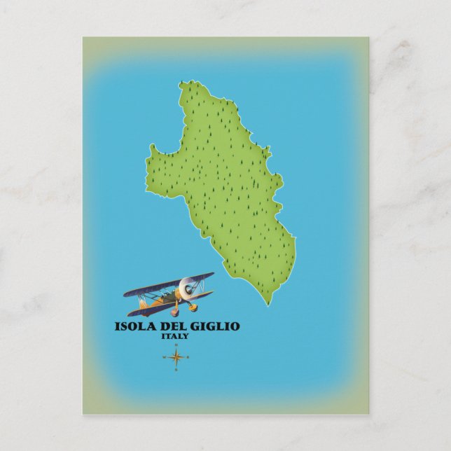 Cartão Postal Mapa da Ilha de Giglio Itália (Frente)