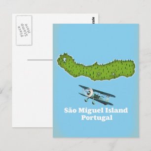 Cartão Postal Mapa da Ilha de São Miguel Portugal