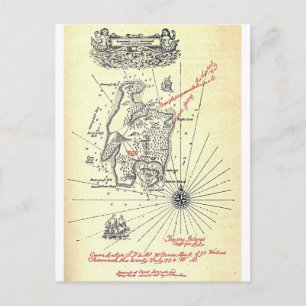 Cartão Postal Mapa da ilha do tesouro de Robert Louis Stevenson