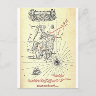 Cartão Postal Mapa da ilha do tesouro de Robert Louis Stevenson
