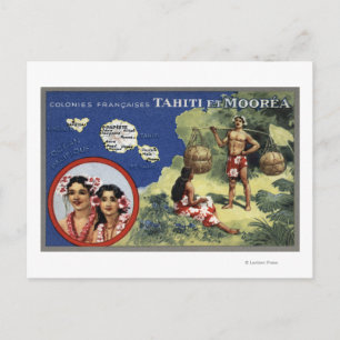 Cartão Postal Mapa da Ilha e da Ilha de Moorea