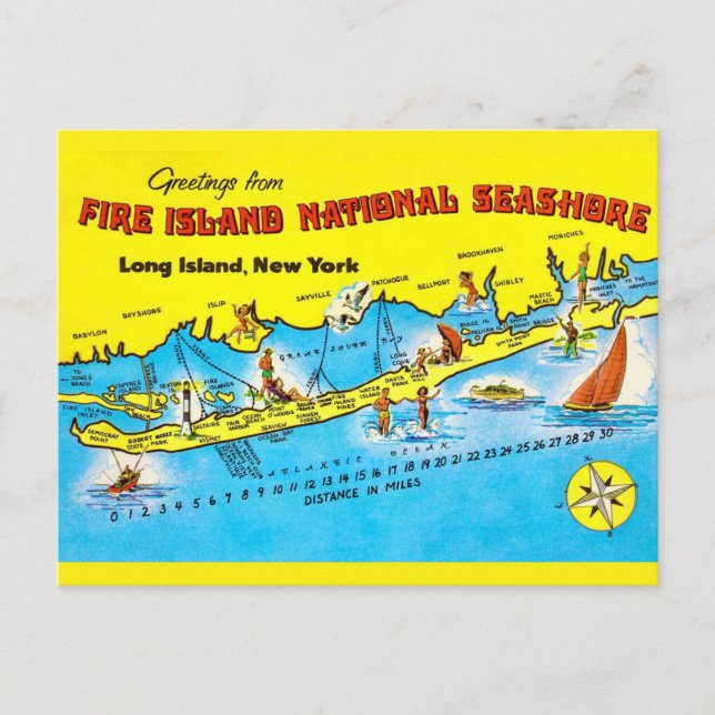 Cartão Postal Mapa da Ilha Fire  (Frente)