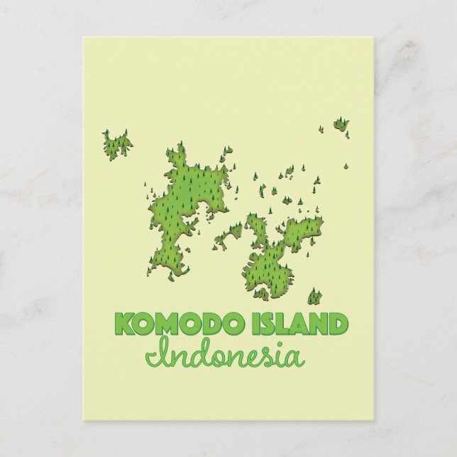 Cartão Postal Mapa da ilha Komodo Indonésia (Frente)
