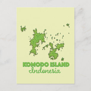 Cartão Postal Mapa da Indonésia da Ilha Komodo
