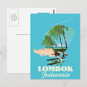 Cartão Postal Mapa da Indonésia Lombok