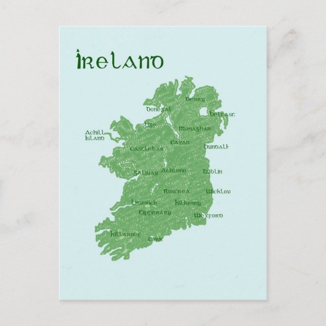 Cartão Postal Mapa da Irlanda (Frente)