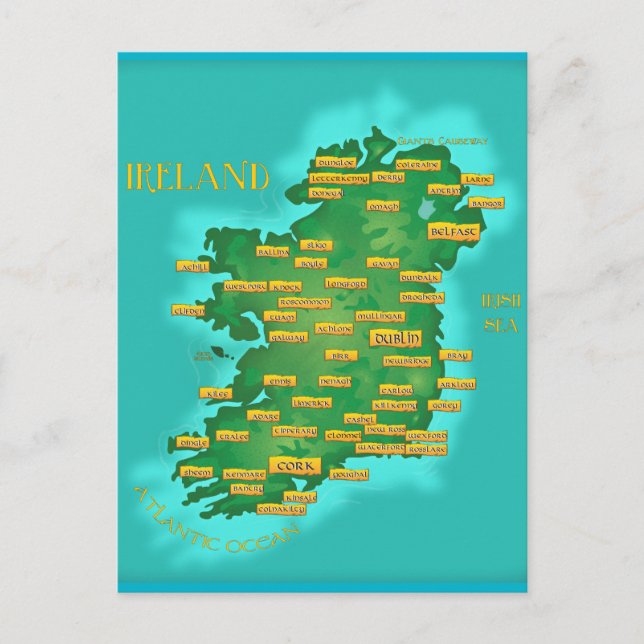 Cartão Postal Mapa Da Irlanda (Frente)