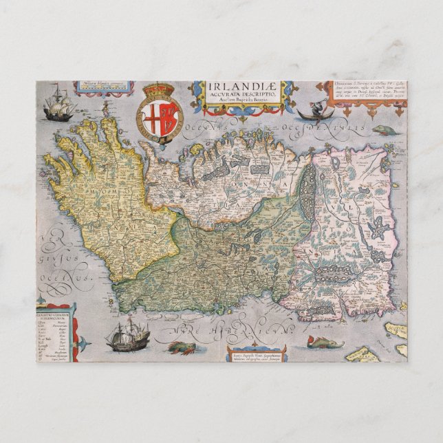 Cartão Postal Mapa da Irlanda (Frente)