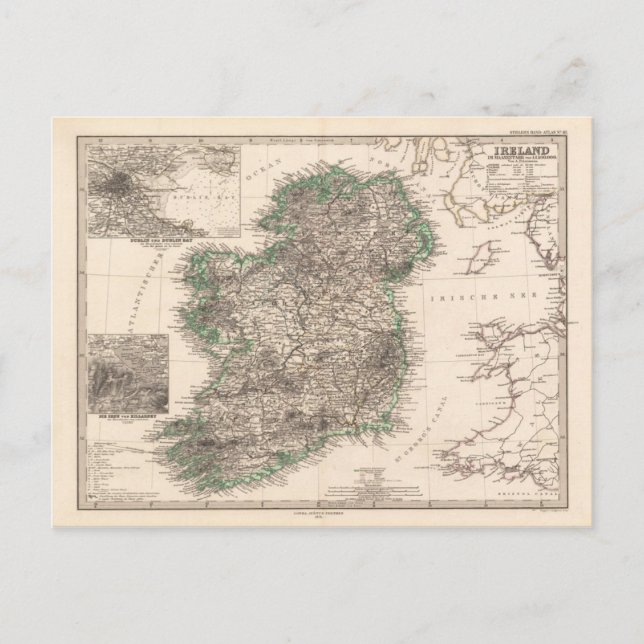 Cartão Postal Mapa da Irlanda (1876) (Frente)