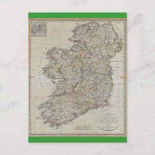 Cartão Postal Mapa da Irlanda em 1804