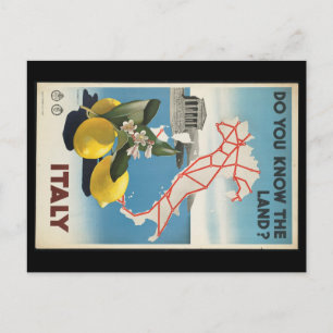 Cartão Postal Mapa da Itália viagens vintage com Limões