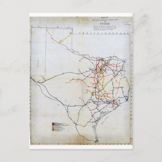 Cartão Postal Mapa da junção ferroviária de Bissell no Texas (18 (Frente)