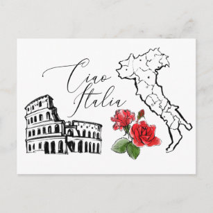 Cartão Postal *~* Mapa da língua italiana Ciao Italia